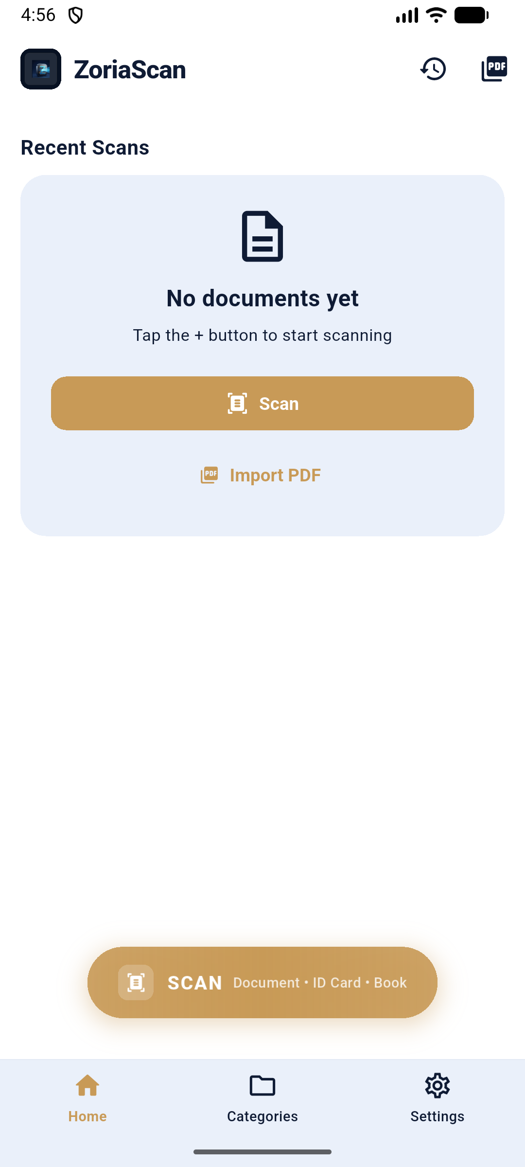 ZoriaScan ana ekranı